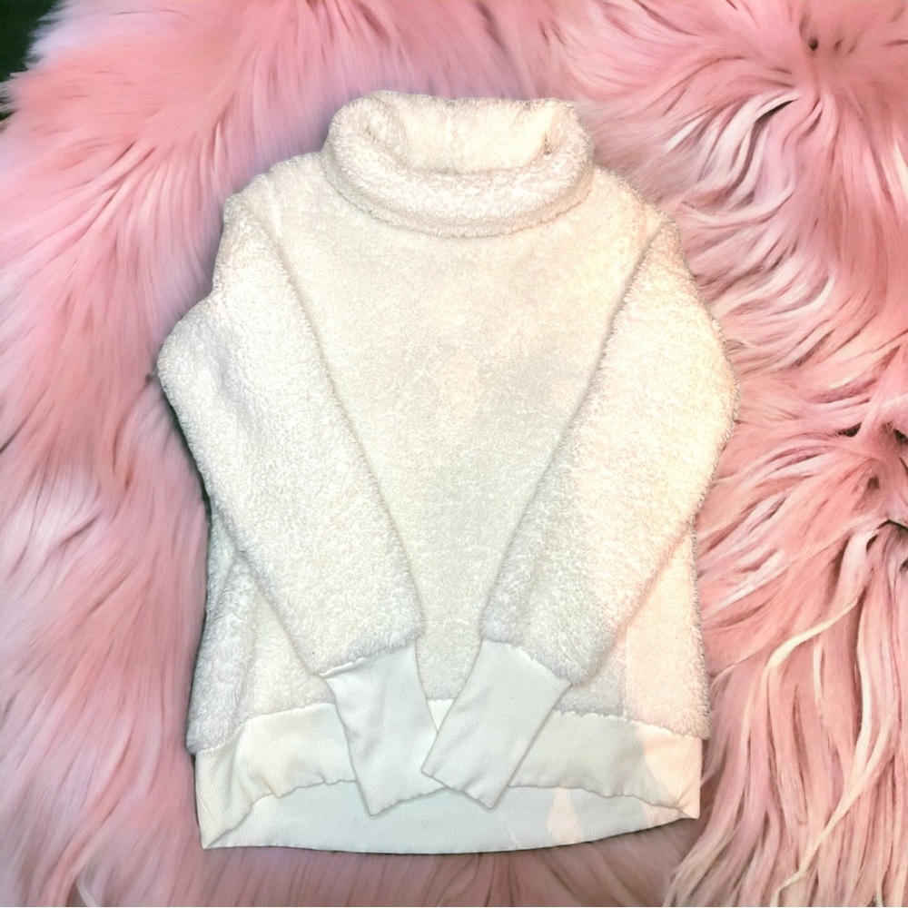 Athleta Nirvana Sherpa Funnel Neck Sweater. White/cream color. Size small.